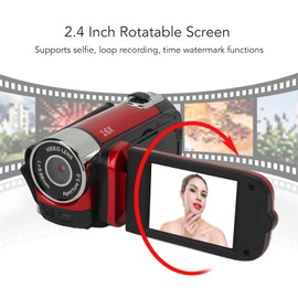 GOWENIC Digital Camera, 1080P Video Recorder, 16X Zoom, 16MP Camcorder with Fill Light, Selfie, Loop Recording, Time Watermarking, USB Port for Baby Growth, Travel, Wedding (Red)