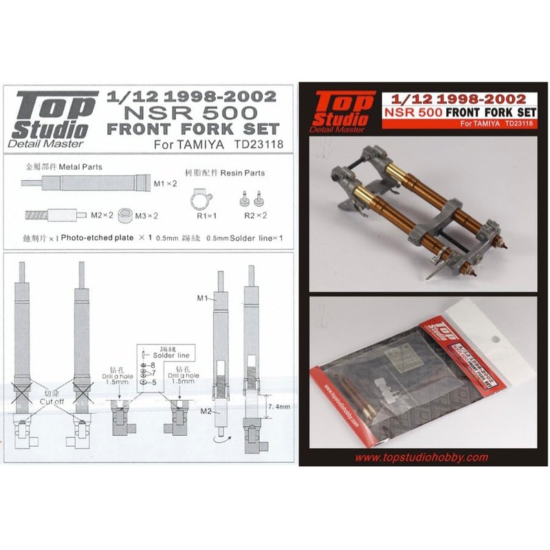 トップスタジオ フロントフォークセット ホンダ NSR 500 1998-2002 タミヤ 1/12 TD23118