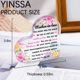 YINSSA Mother In Law Mother's Day Gifts Birthday Gifts Acrylic Plaque Unique Gift For Mother In Law Anniversary Thanksgiving Gift Mother Of The Groom Gift Mom Keepsake Home Decor Acrylic Plaque