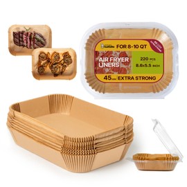 Katbite 220PCS DZ201 Air Fryer Liners Disposable, 8.6x5.5'' Rectangle Airfryer Paper Liners for Dual Air Fryer, Oil-Proof Parchment Paper for Foodi DZ401, FG551
