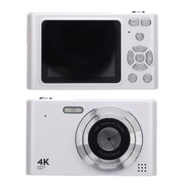 Digital Camera, 16X Zoom 48MP 2.4 Inch Screen Flash Anti Shake Auto Focus 4K Vlogging Camera for Kids Boys Girls, Compact Point and Shoot Camera for Teens Beginner Adults (White)