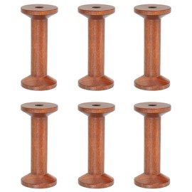 YELARXI Wooden Empty Spools Unfinished Wood Thread Spools, 3"x1.4" Fit for Embroidery and Sewing Machines Crafts Wire Weaving Bobbins (6Pcs, Brown)