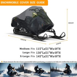 Snowmobile Cover Heavy Duty 420D Oxford Universal Trailerable Snowmobile Storage Cover, Compatible with P-olaris Ski-Doo A-rctic Cat Y-amaha L-ynx C-amso C-FMOTO (Black, 130" L x 51" W x 48" H)