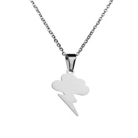 Houpotao Inspirational Thunderstorm Pendant Necklace Surgical Stainless Steel Hypoallergenic Cloud Weather Jewelry for Boys Girls (Silver)