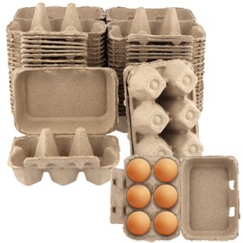 SOUJAP 20 PCS 6 Count Cardboard Paper Egg Cartons, 15 x 10 x 7cm Half Dozen Pulp Egg Cartons for Kitchen