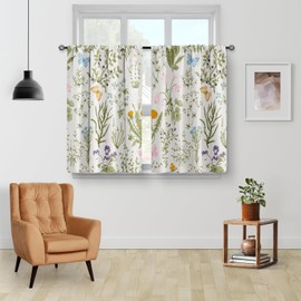 Cortina de Filtro de Luz, Cortinas Cortas Semi Oscurantes, Bolsillo para Barra, Cortinas 70*100 CM, 2 Paneles, Cortinas Decorativas para Ventanas Pequeñas, Cocinas, Baños y Dormitorios (055(70*100cm))