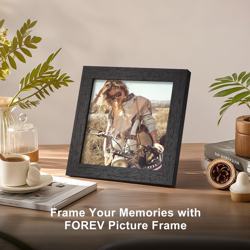 TOFOREVO 6x6 Picture Frames Set of 6 Black Wood Grain