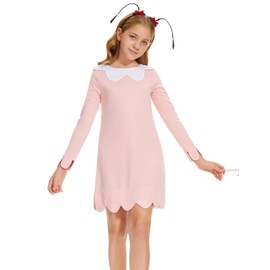 WXCTEAM Christmas Dress Girls Pink Costume Vintage Old Fashioned Gown Dress With Headband (4-5 Years)