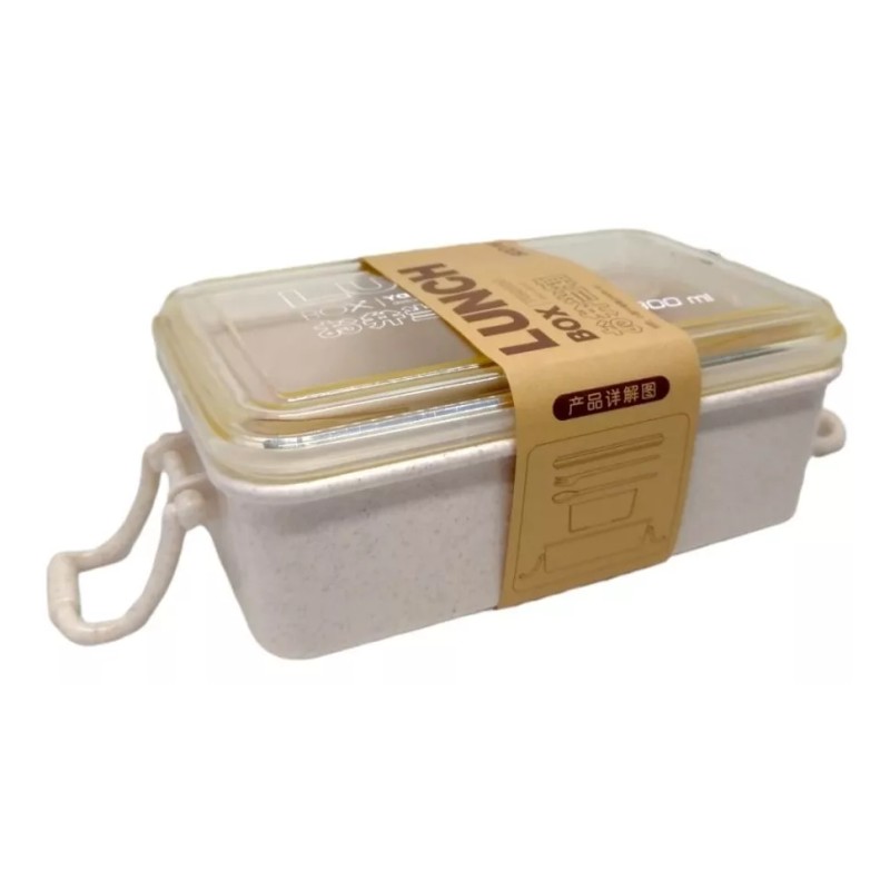 CL Lunch Box 800ml Material Fibra De Trigo Con Cubiertos