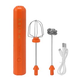 USB Household Stainless Steel Electric Mixer Handheld Small Mixer Wireless Whisk Frother Orange
