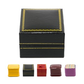 Novel Box Black Jewelry Box for Earrings 2.1x1.9x1.25 Inches - Earring Gift Boxes with Gold Trim & Faux Leatherette Earring Storage Case - Gift Presentation Cases for Earrings Only