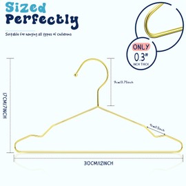 Jetec 12 Inch Gold Kids Hangers Children Wire Hangers Baby Metal Hangers Children Closet Hangers for Space Saving for Hanging Coats Pants Clothes(Gold, 108 Pcs)