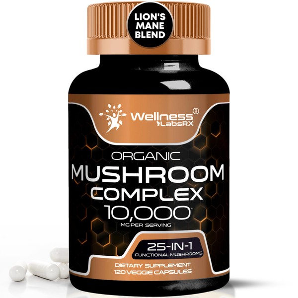 WELLNESS LABSRX Mushroom Supplement Capsules 10:1 Extract, Mushroom Complex Capsules