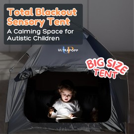 Ultrapopp Extra Large & Big Sensory Tent for Kids, Instant Easy Setup & Pack Blackout Calming Tents for Autistic Children, Autism ADHD SPD OCD, 1-4 Person (Black, 47x47x47 in).