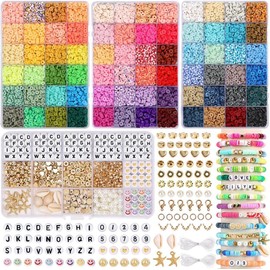 S&W DECORE 10000 Pcs Clay Beads Bracelet Making Kit for Girls 72 Colors Friendship Bracelet Kit Beads for Jewelry Making Polymer Clay Bead Set for DIY Craft Gifts for Teen Girls