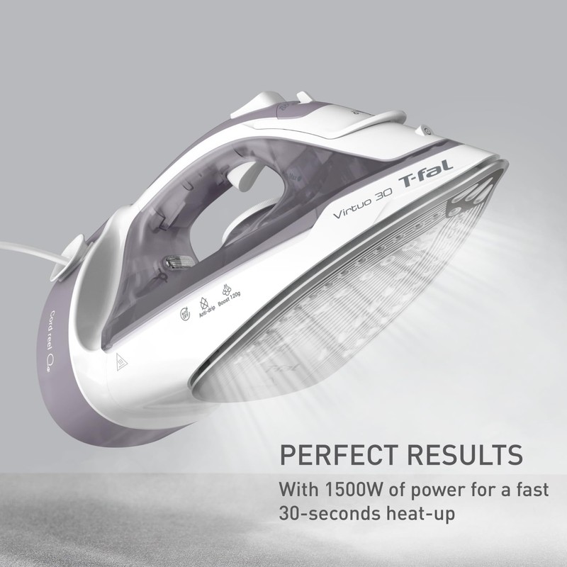 T-Fal Virtuo Steam Iron for Clothes with Retractable Cord, Portable