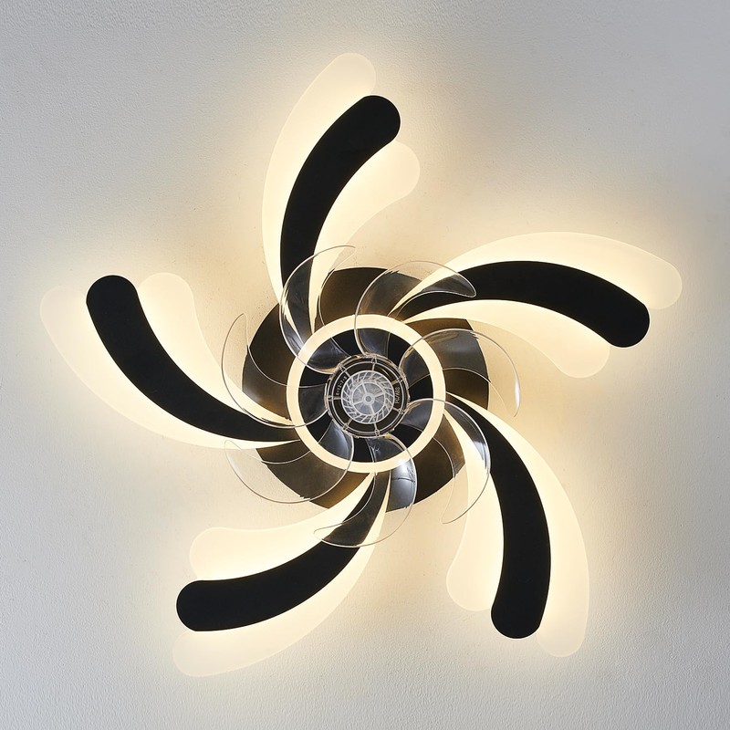 Dalouguan Ceiling Fan with Lights Remote Control, Black Modern Ceiling