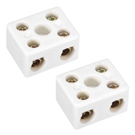 uxcell 2 Way Ceramics Terminal Blocks High Temp Porcelain Ceramic Connectors for Electrical Wire Cable 2pcs