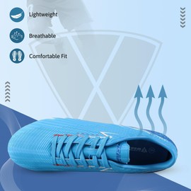 Vizari Tesoro Firm Ground Soccer Cleats for Mens - Lightweight & Durable Adult Soccer Cleats with Enhanced Traction - Mens Soccer Shoes with Padded Heel & Anti-Stretch Lining Blue