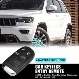 X AUTOHAUX Replacement Keyless Entry Remote Car Key Fob M3N40821302 433MHz 46 Chip for Jeep Grand Cherokee 2014-2020 5 Buttons with Door Key