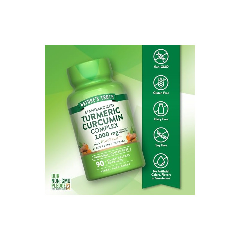 Natures Truth Cúrcuma con Bioperine Pimienta Negra 2000mg por cáda