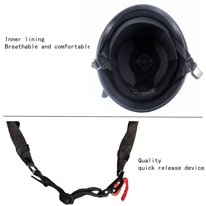 Black Half Helmet, Motorcycle Half Helmet, Retro German Style Helmet,