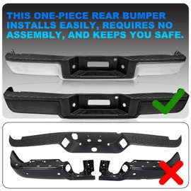 SOCKIR Rear Step Bumper Assembly Fit for 2006-2008 Ford F-150 without Sensor Holes w/o Tow Hitch One-piece Molding Anti-Rust Coating Chrome