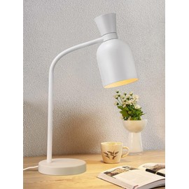 TORCHSTAR Metal Desk Lamp Aesthetic, Vase Shape Design, E26 Base, Max 60W Modern Goose Neck Task Desk Lamp with On/Off Switch, White, for Living Room, Bedroom, Nightstand, Home Office