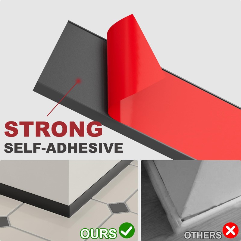 Frantie Flexible Vinyl Baseboard Trim, 4 Inch Peel and Stick