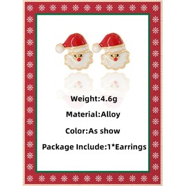 GAUEIOUR Santa Claus Earrings,Dropping Oil Cute Santa Claus Earrings,Alloy Cute Alloy Sweet Santa Claus Earrings,Christmas Ear Jewelry