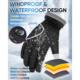 GoSkala Cycling Gloves Men's Winter Running Gloves with Touchscreen & Windproof and Non-Slip Sports Gloves for Outdoor Activities such as Work, Driving, Skiing, Cycling