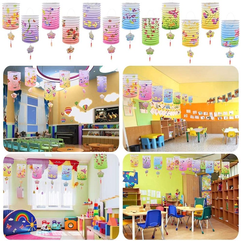 Mini Lanterns Set, Flower Pattern, Lanterns, Bon Festivals, Decoration Supplies,