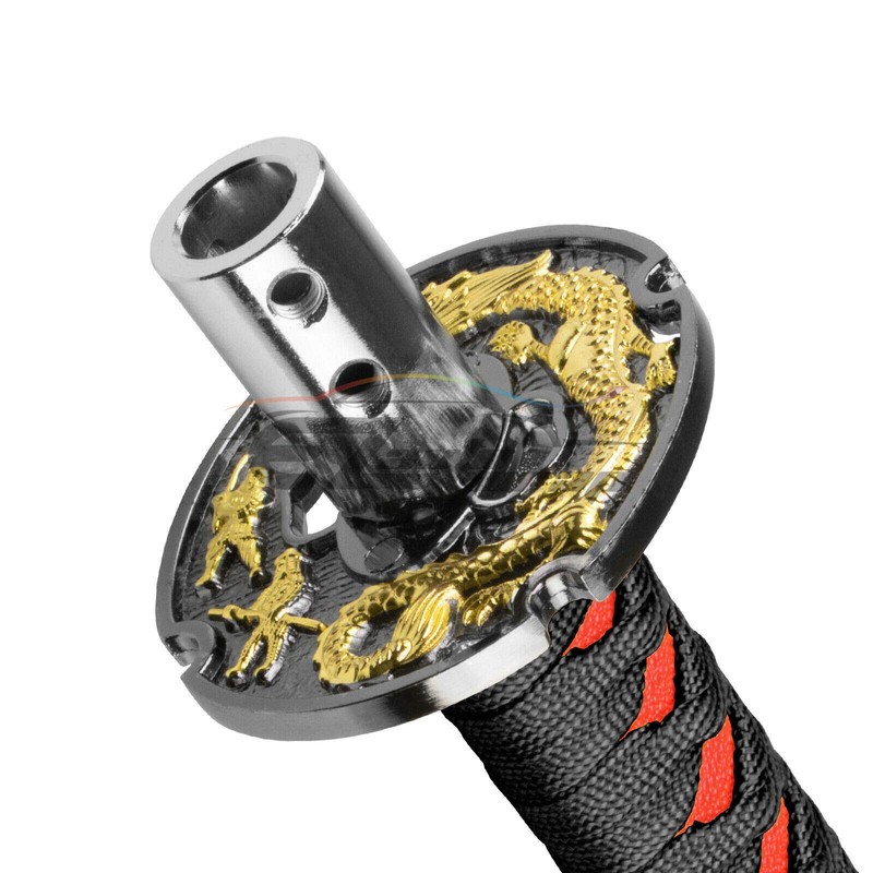 EZAUTO WRAP 20cm Black Red Shift Knob Samurai Sword Alloy