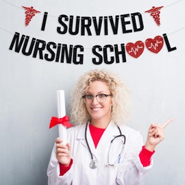 I Survived Nursing School Banner, Congrats Nurse/Future Nurse, Congrats BSN/RN/NP, 2025 Nursing School Survivor Graduation Party Decorations Supplies