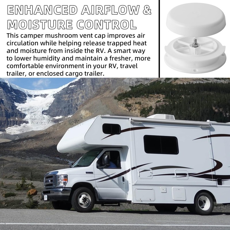 Aussio 2-Pack Mushroom Style RV Roof Vent Cap with Putty