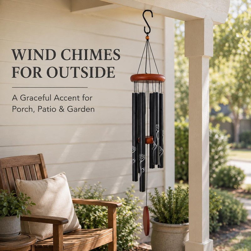 Wind Chimes for Outside, 35 Inch Aluminum Rose Memorial Chime