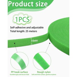 ZEXIJOW 25m Grün Pflanzenbinder Klett,Verstellbar Pflanzen Klettband Selbstklebend,10mm Kabelbinder Wiederverschließbar Plant ties Pflanzen Klettband für Pflanzen,Zum Festbinden von Pflanzen,Baum