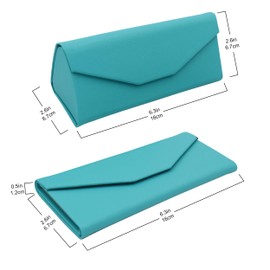 Real Sic Glasses Case for Men and Women - Magnetic Folding Hard Shell Sunglass Holder - Vegan Leather Eyeglass Protector, Variety of Styles Inspired by Solid Color - (Teal Blue)