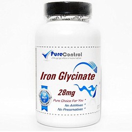 Iron Glycinate 28mg // 200 Capsules // Pure // by PureControl Supplements