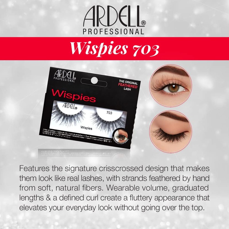 Ardell False Eyelashes Wispies 703 Black Feathered Lash Crisscross Layers