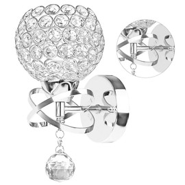 Crystal Wall Sconce, Modern Wall Light Sconces Wall Lighting with Hanging Crystal Ball, Wall Mount Lamp Bedside Wall Lamp Silver Sconces Wall Decor for Bedroom Living Room Hallway