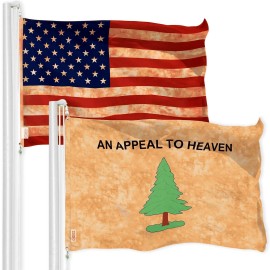 G128 Combo Pack: American USA TeaStained Flag 3x5 Ft & An Appeal to Heaven