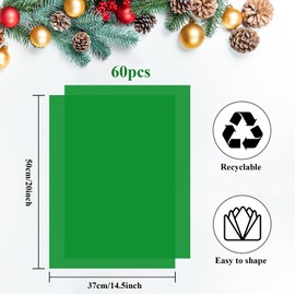 Bouiexye 60 Sheets Green Tissue Paper Christmas Tissue Paper Bulk Gift Wrapping for DIY Art Craft Floral Birthday Christmas Holiday Valentine's Party （ 20 x 14.5 inches/51x37cm）
