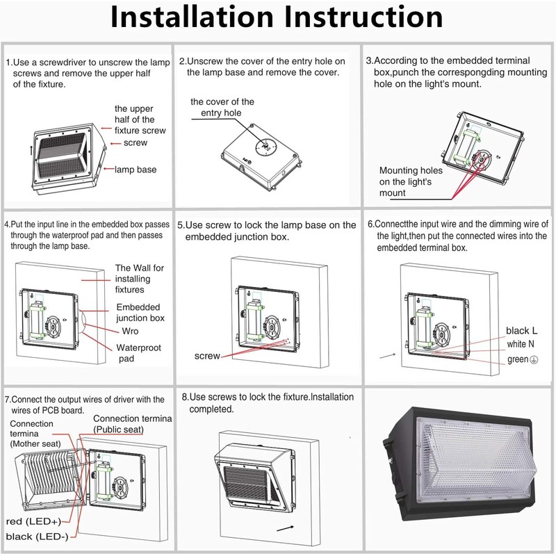 2PACK Dusk to Dawn 100W LED Wall Pack Light Fixture,