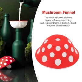 Embudo de Champiñones para Cocina, Lindo Embudo de Silicona Plegable con Boca Ancha, Mini Embudo para Llenar Botellas Pequeñas, Dispositivos de Cocina Rojos, Lavavajillas Seguros