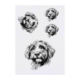 4 x 'Irish Doodle Puppy' Temporary Tattoos - Water Resistant, Skin-Safe, Non-Toxic Transfers, Mixed Sizes (TO00081168)