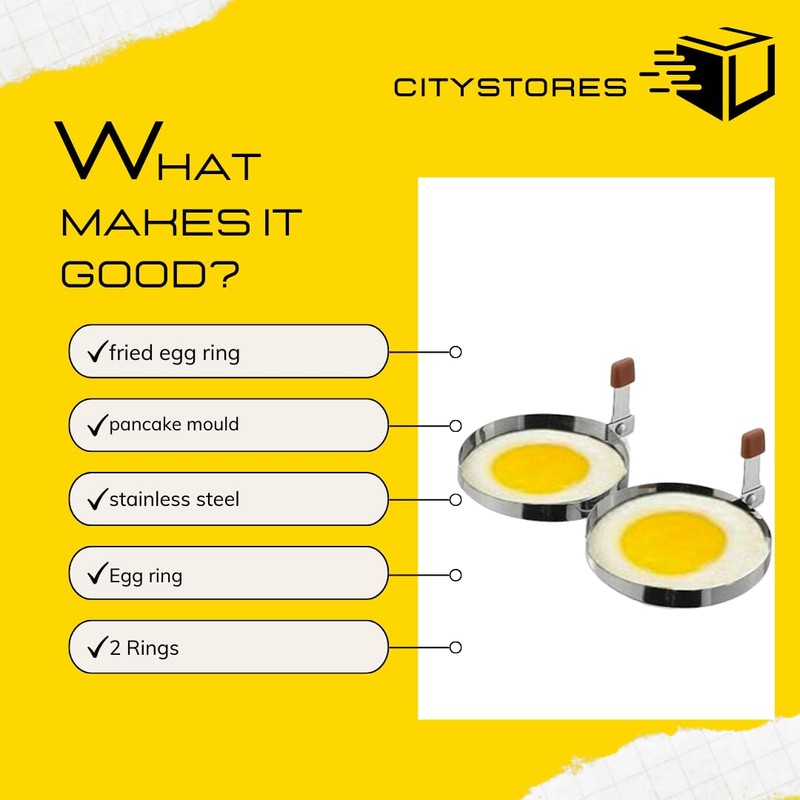 Citystores® 2 x Stainless Steel Egg Rings Non-Stick Egg Poacher