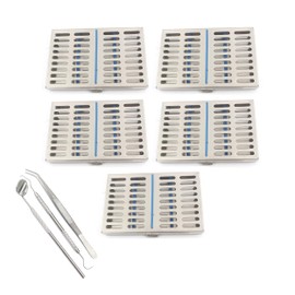 AA PRO German Grade Steel Set of 5 Dental Autoclave Sterilization Cassette Rack Box Tray for 10 Instrument+ 5 Dental 3 PCS Set A+ Quality