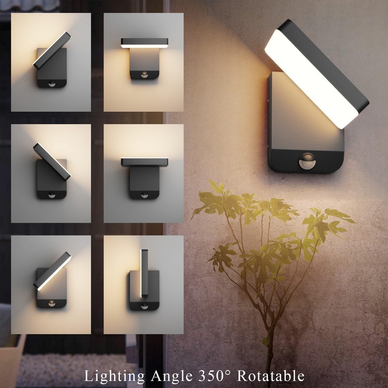 Coinmit Motion Sensor Outdoor Light,Black LED 24W Exterior Motion Porch