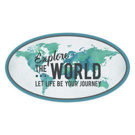 Die Cut Sticker World Map, Explore The World, Watercolor, Contour Vinyl Sticker 1 to 3 inches (Waterproof Decal for Cars, Water Bottles, Laptops, Coolers), Small